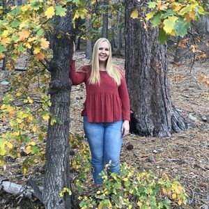 Red Long Sleeved Blouse